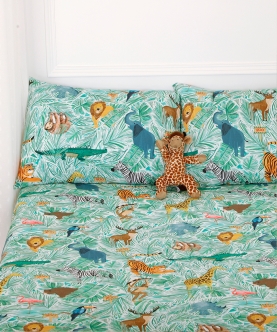 Jungle Safari Organic Cotton Bedsheet Set Double Flat Sheet